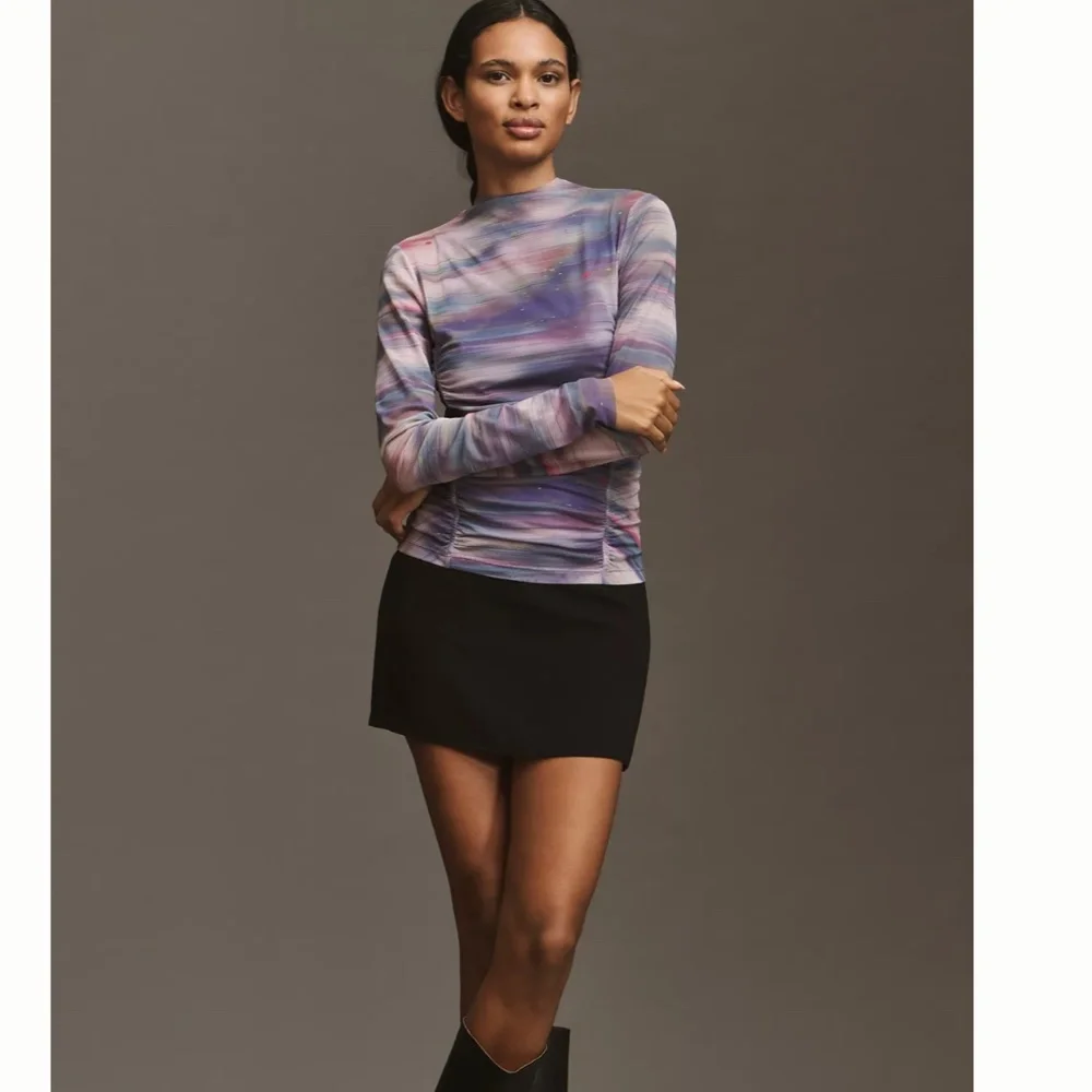 NWT By Anthropologie Double-Layer Mesh Top | Sheer Trendy Blouse - Picture 3 of 6